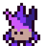 A pixel art sprite of a playable character from Dyebreaker named Hawke